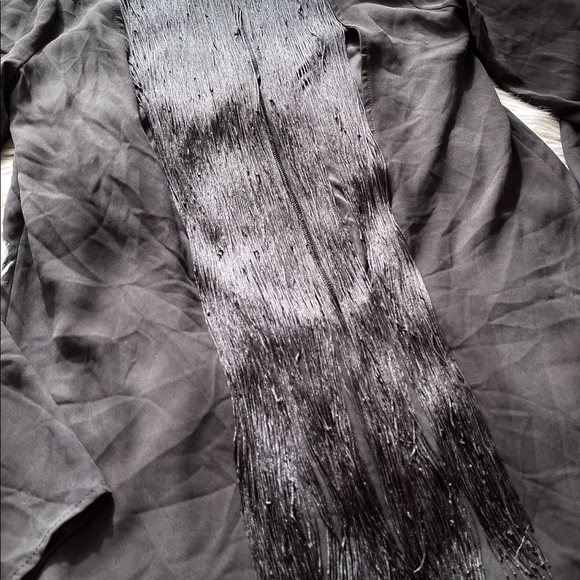 Express | Fringe Open Back Long Sleeved Dress - Picture 4 of 8